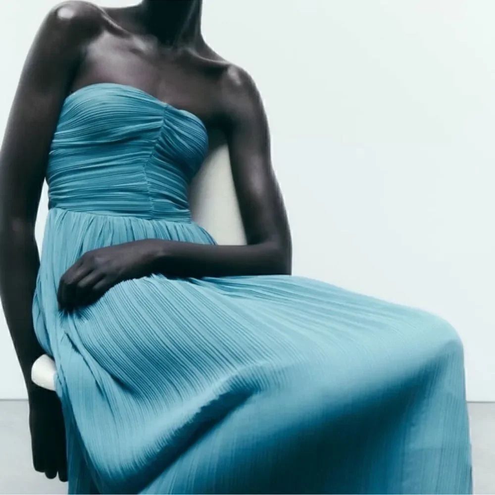 ZARA PLEATED MIDI DRESS - Picture 9 of 14